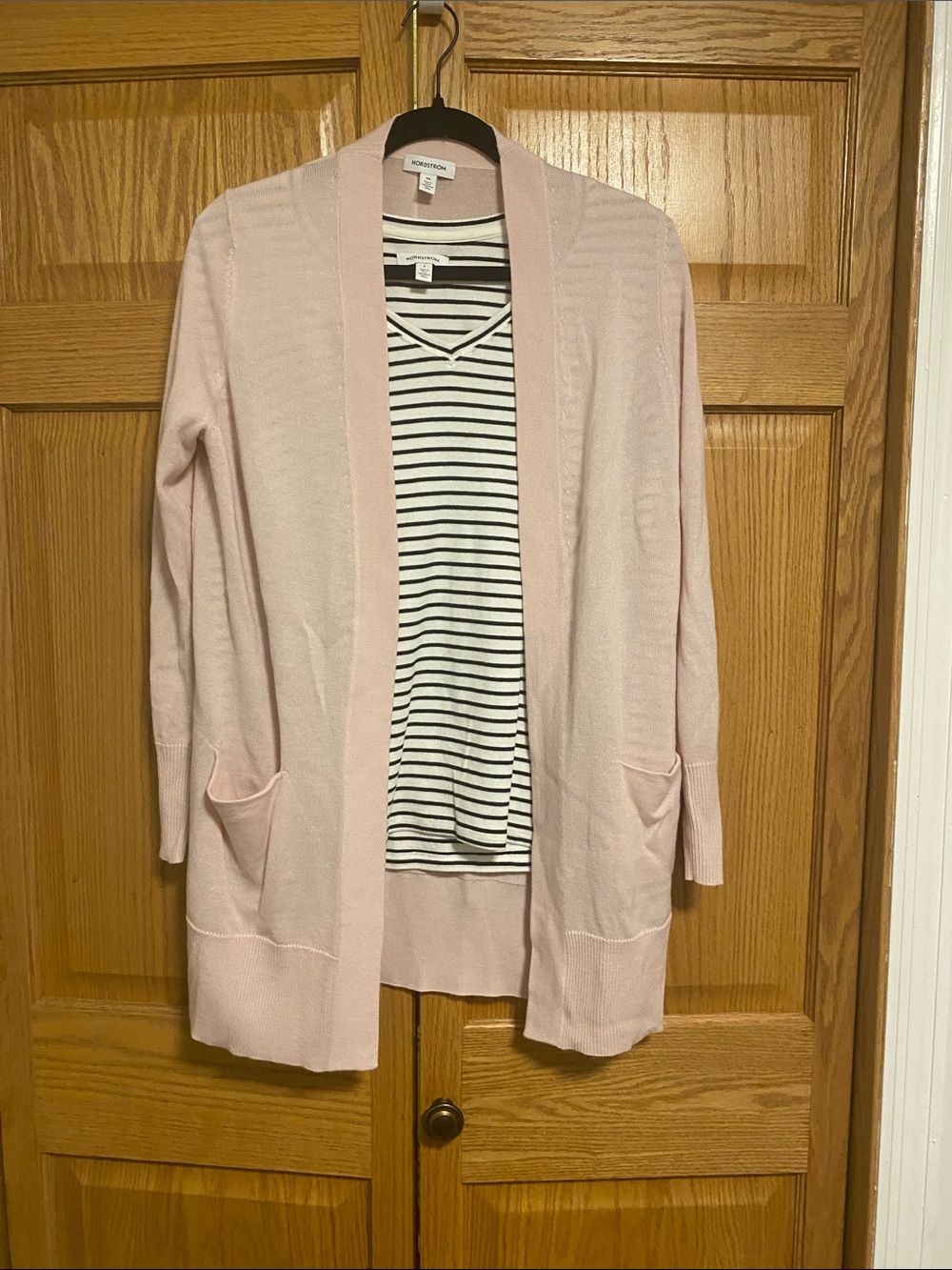 Nordstrom Pale Pink Open-Front Women's Cardigan with Pockets